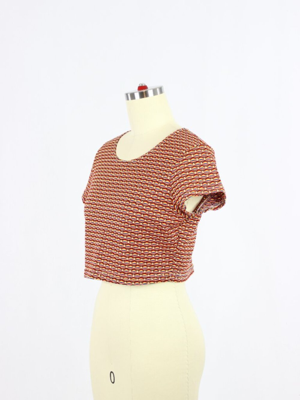 Vintage 00's LE CHATEAU Y2K Rainbow Knit Cap Sleeve Cropped Baby Tee, Size M - Picture 4 of 9